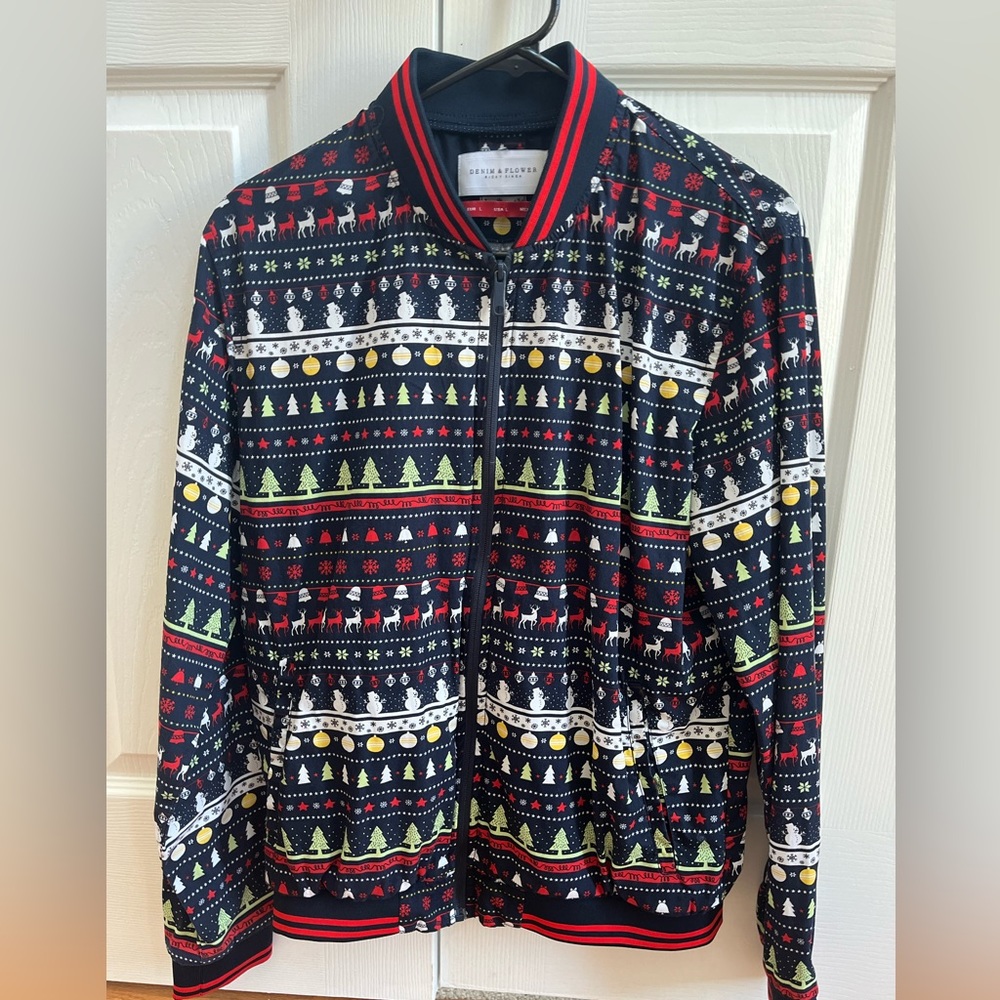 Denim and Flower Christmas Jacket